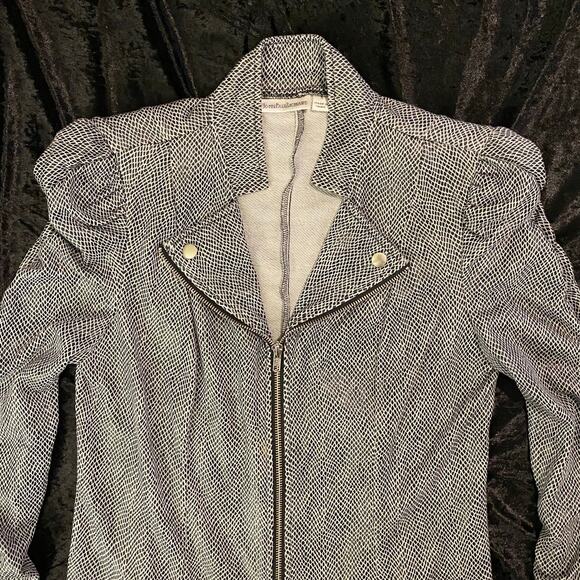 Ruched Shoulder Pads Vintage Faux Snake Skin full zip John Paul Richard Small - Picture 13 of 13
